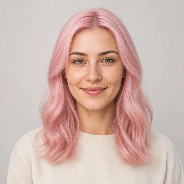 AI hair color changer online preview with soft cherry pink hair